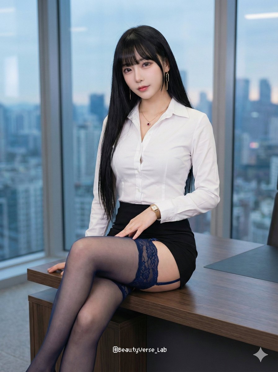 Social Media Post - Seductive Office Lady in High-End Corporate Setting Prompt — output 1
