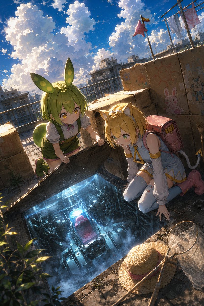 Comic / Storyboard - Anime Rooftop Secret Hatch Discovery — output 1