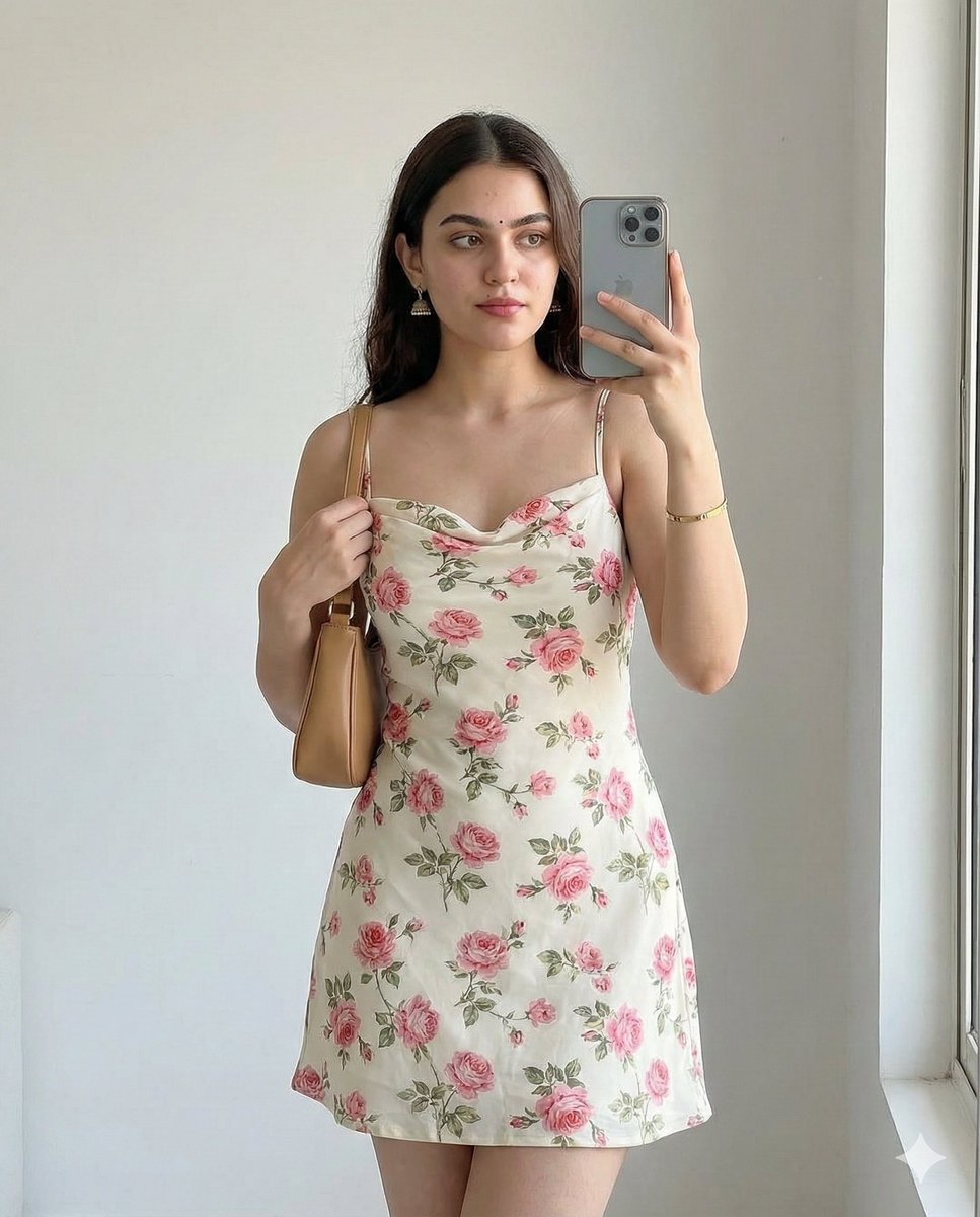 Profile / Avatar - Romantic Floral Dress Mirror Selfie — output 1