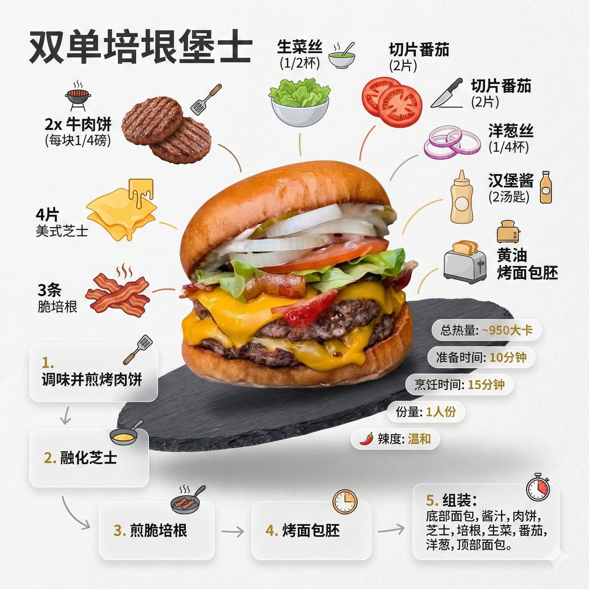 Infographic / Edu Visual - Generating a Food Infographic for a Hamburger — output 1