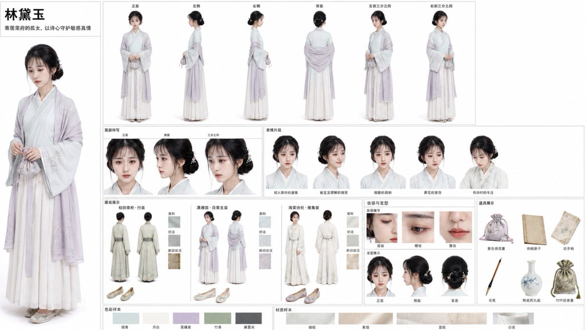 Comic / Storyboard - Lin Daiyu Character Concept Design Board — output 1