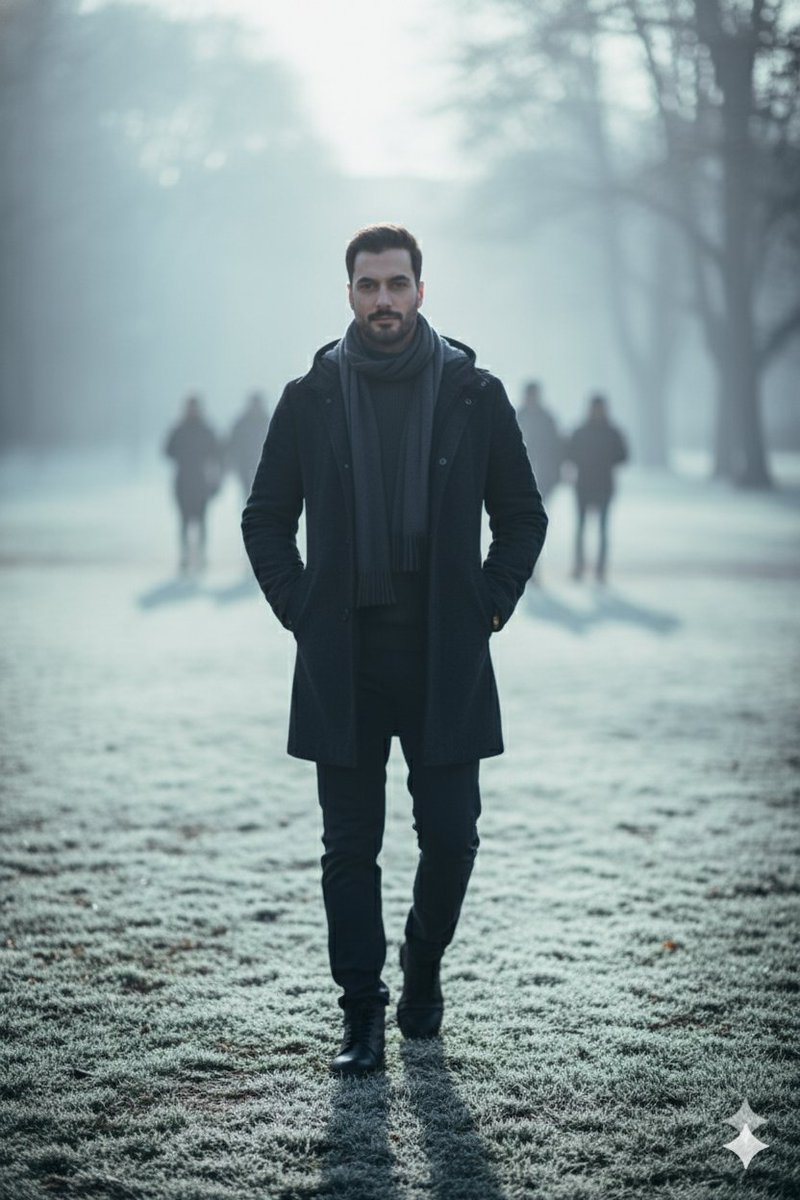 Hyperreal winter park walk portrait — output 1
