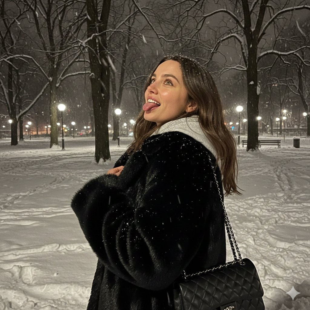 Profile / Avatar - Ana de Armas Winter Cozy Portrait Prompt — output 1