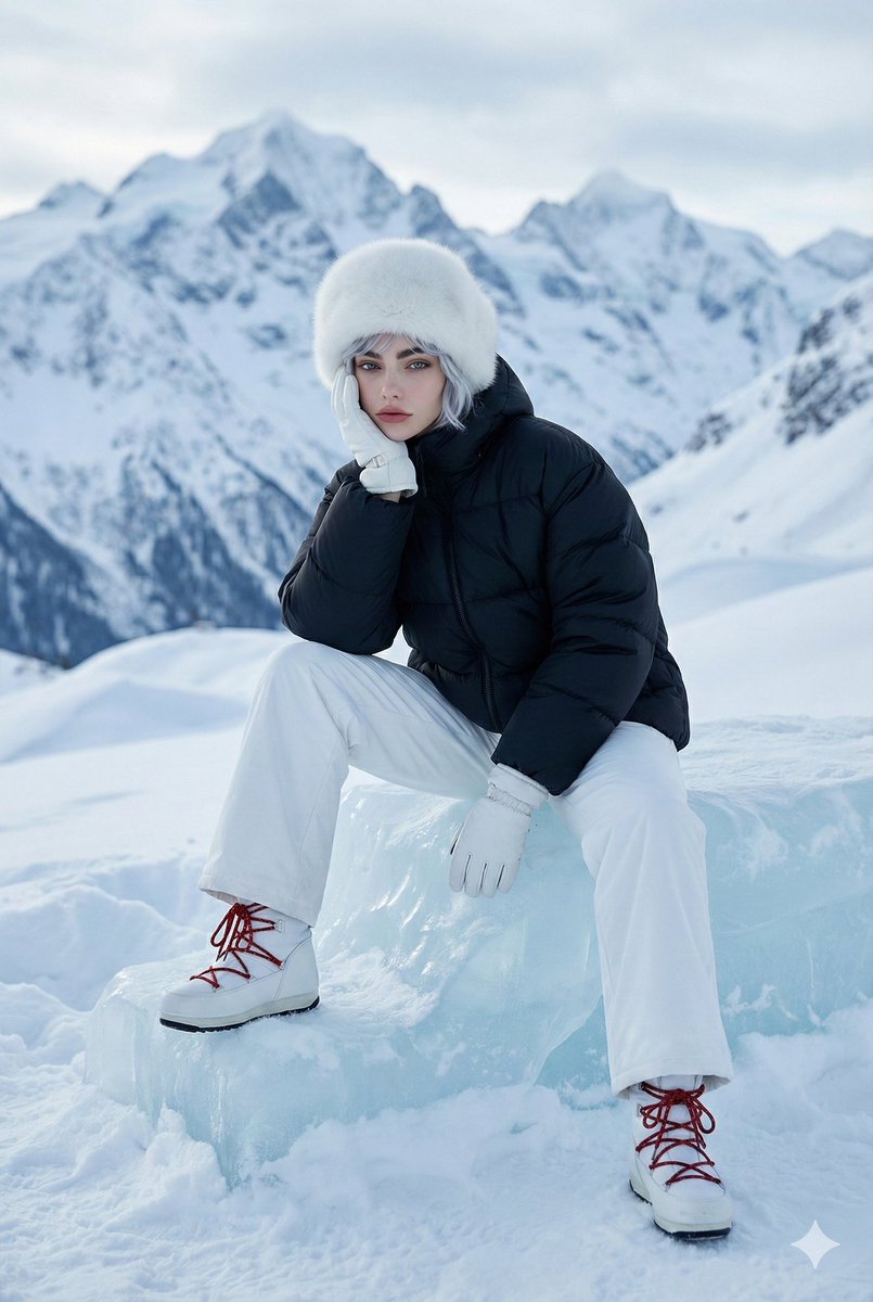Product Marketing - High-Fashion Winter Editorial Portrait in Alpine Setting — output 1