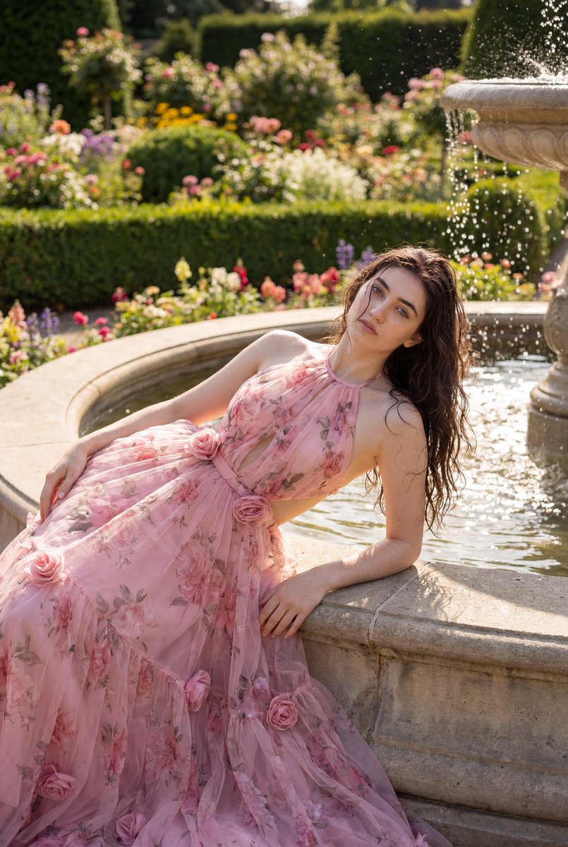 Product Marketing - Luxury Garden Fashion Editorial Portrait — output 1