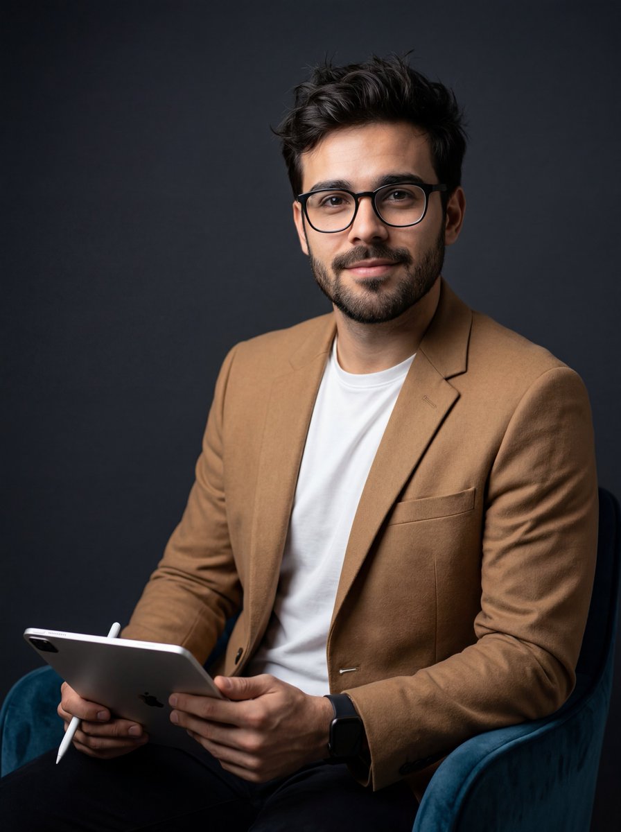 Profile / Avatar - Professional Creative Portrait in Teal Chair — output 1