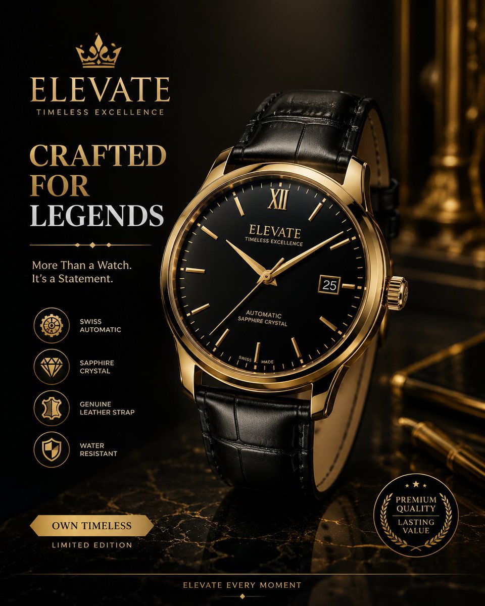 E-commerce Main Image - Luxury Wristwatch Mockup Advertisement — output 1