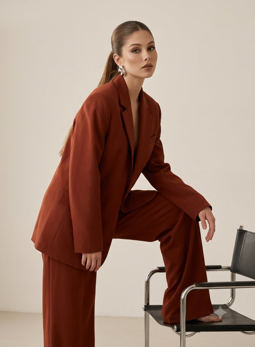 Social Media Post - Minimalist Oversized Suit Editorial Portrait — output 1