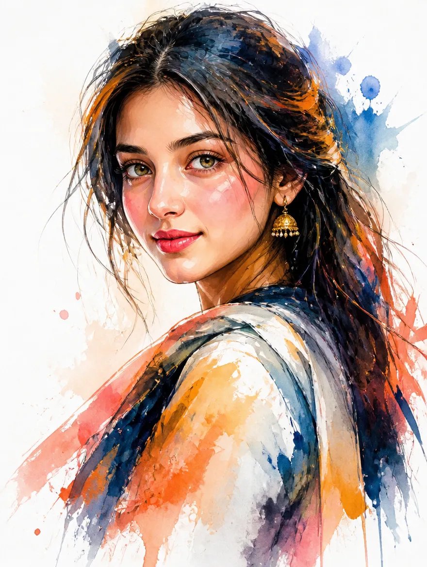 Social Media Post - Watercolor Editorial Woman Portrait — output 1
