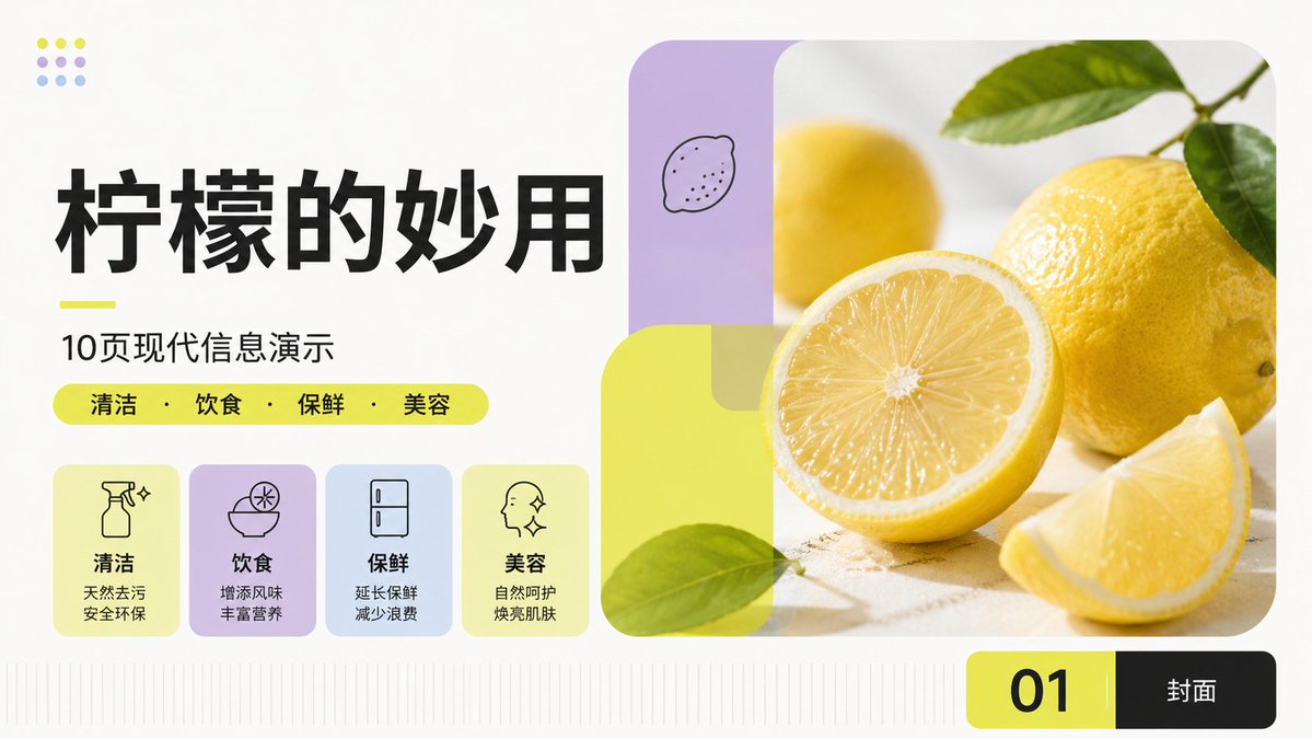 Infographic / Edu Visual - Modern Lemon Uses PPT Cover — output 1