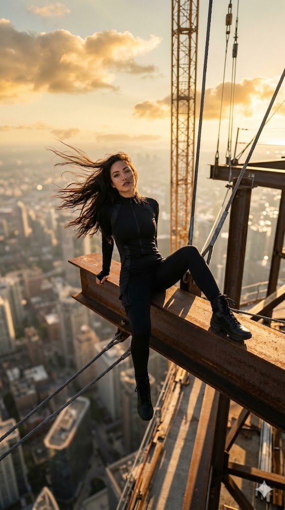 Extreme Height Urban Exploration Portrait at Sunset — output 1