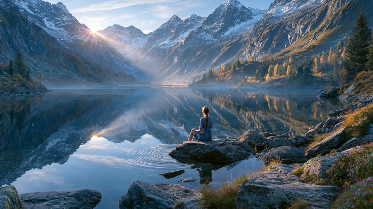 Social Media Post - Sunrise Alpine Lake Reflection — output 1