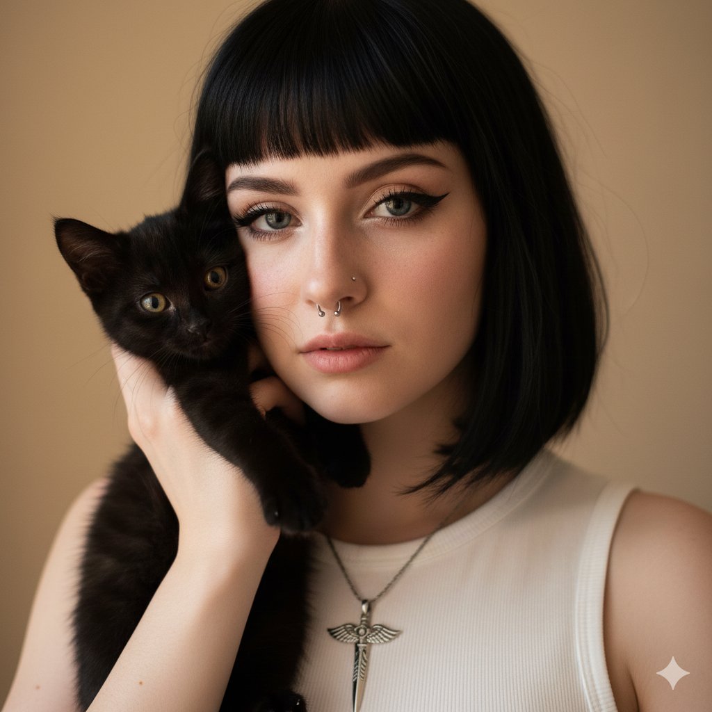 Profile / Avatar - Soft Grunge Portrait with Black Cat — output 1