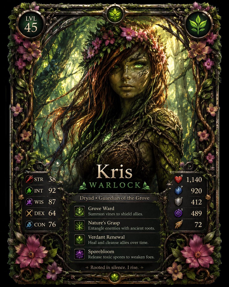Game Asset - Dryad RPG Game Card — output 1