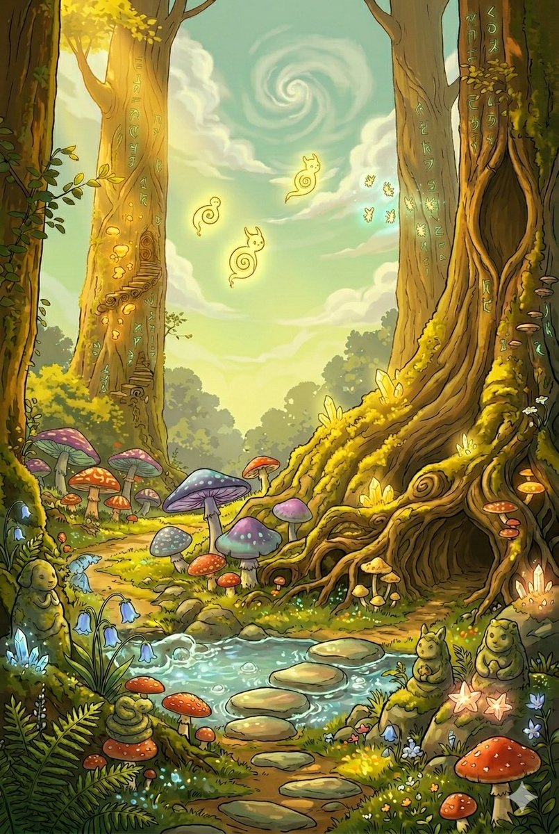 Comic / Storyboard - Whimsical Forest Cottage Illustration — output 1