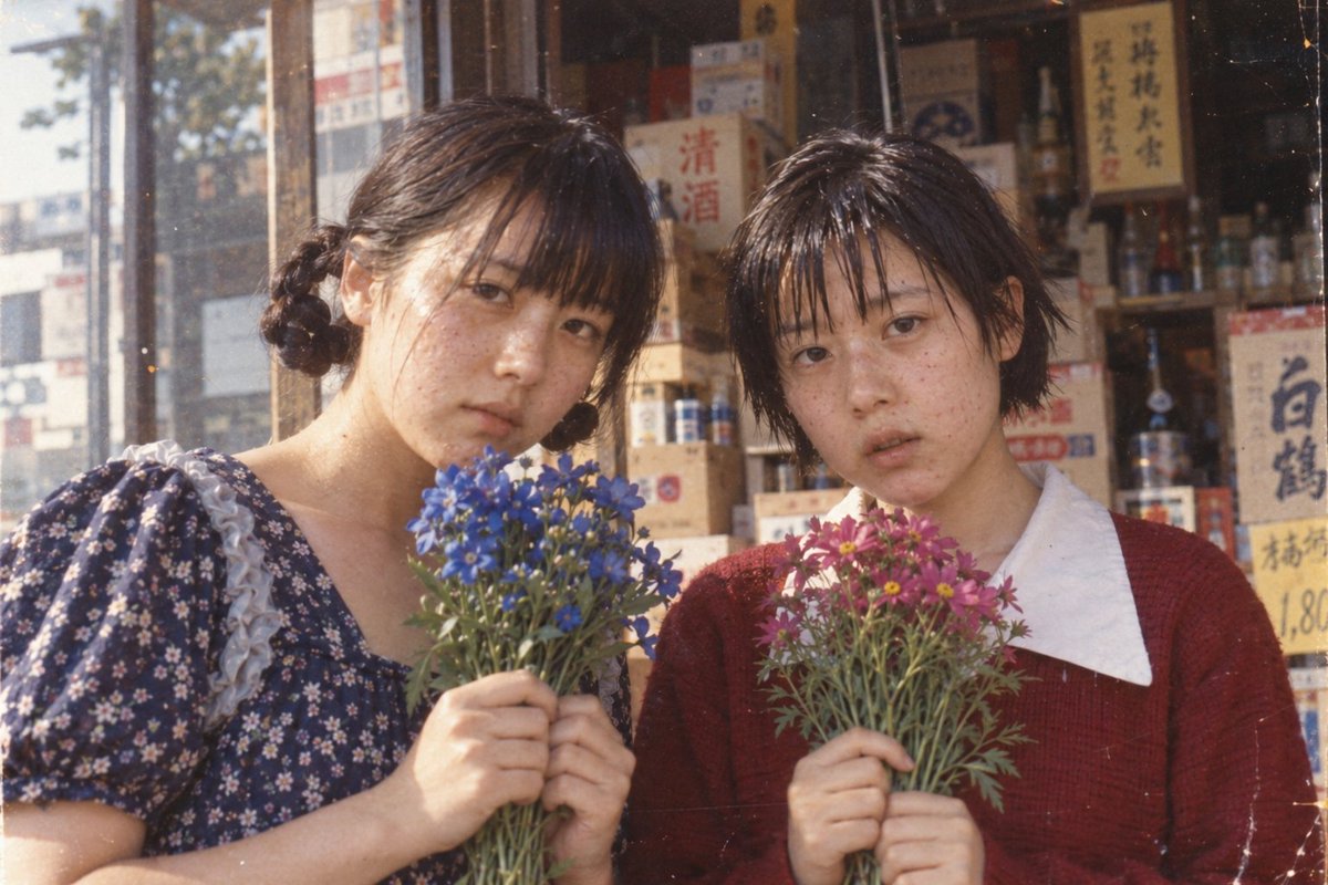 Social Media Post - Vintage Photo of Two Women Holding Flowers