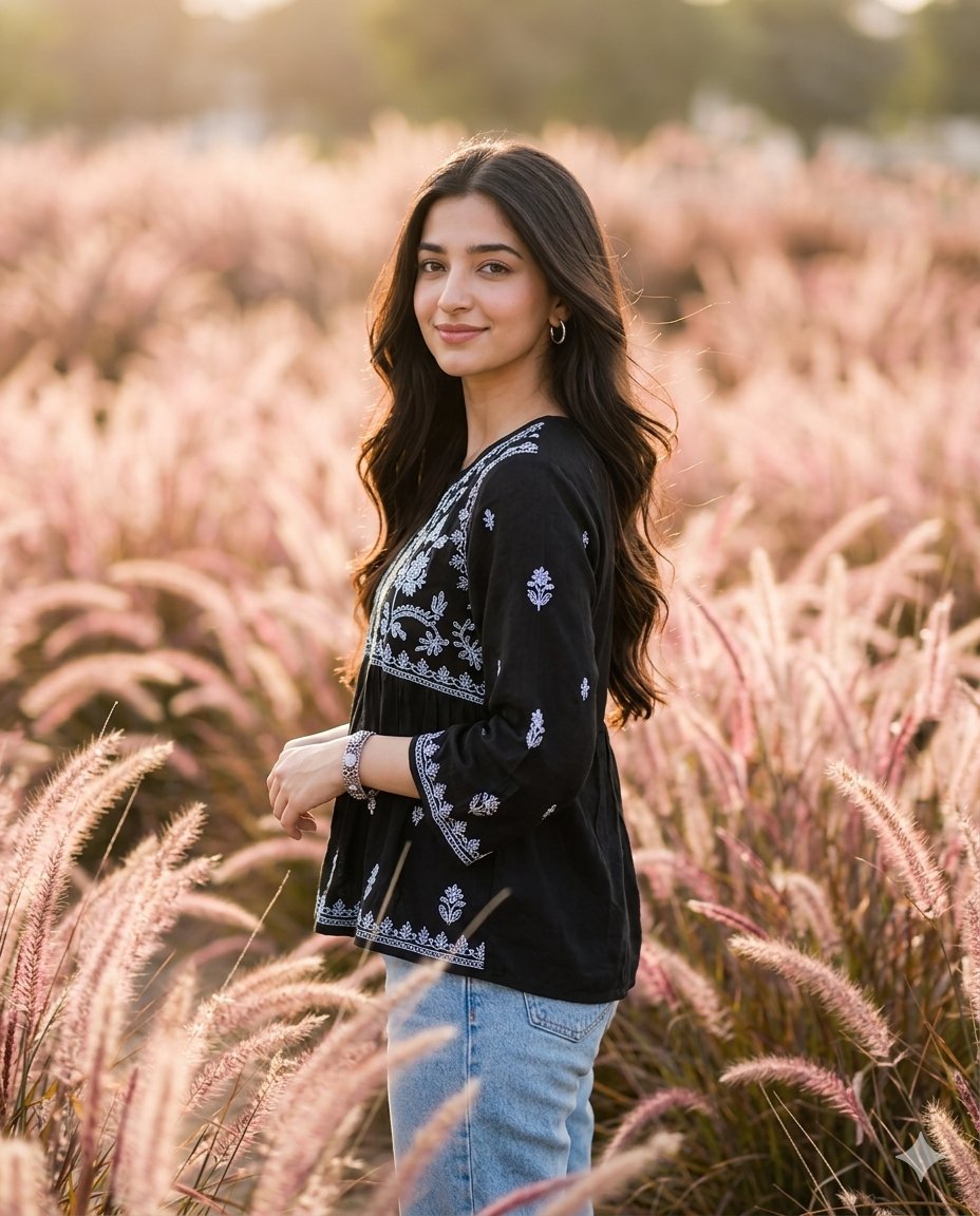 Profile / Avatar - Cinematic Portrait in Pink Grass Field — output 1