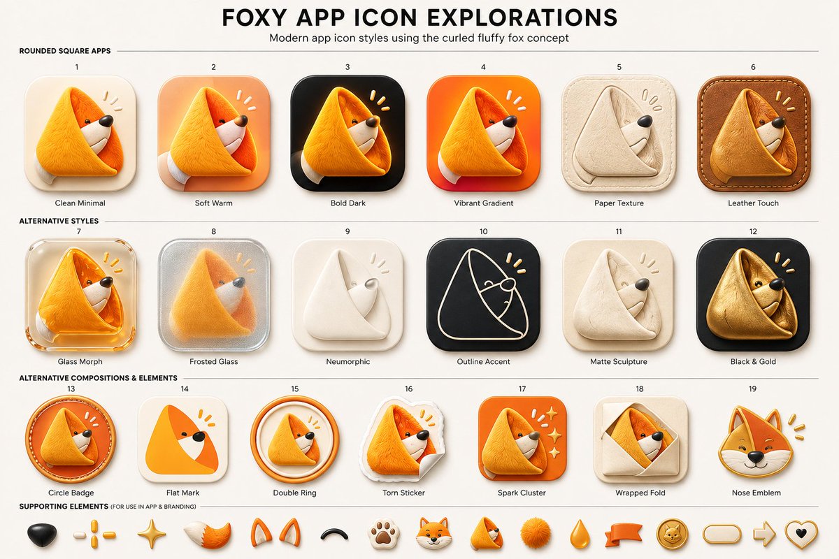 Infographic / Edu Visual - Foxy App Icon Exploration Board — output 1