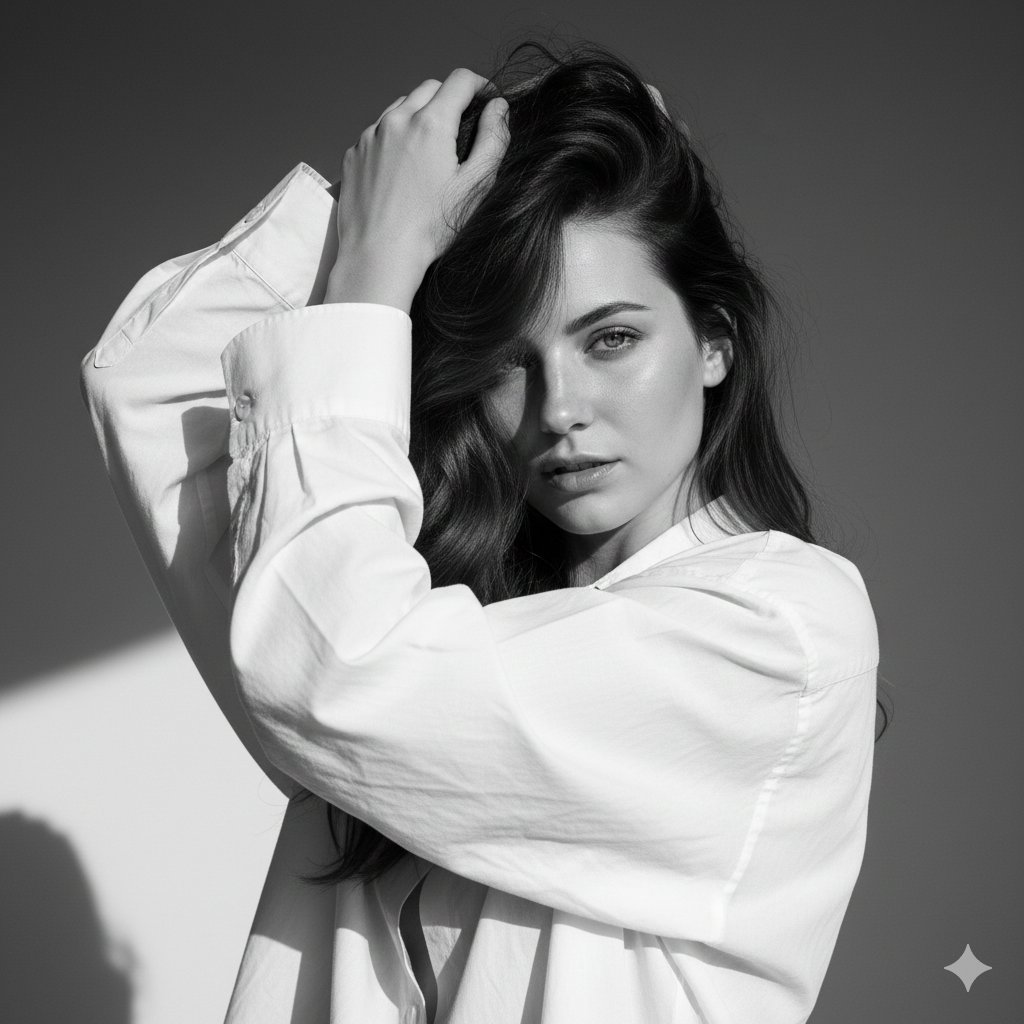 High-Fashion Black and White Editorial Portrait Prompt (Facial Lock) — output 1
