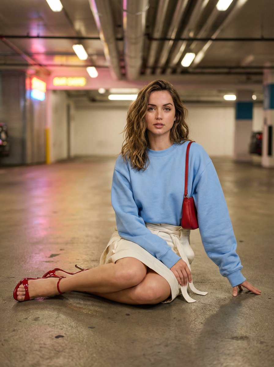 Social Media Post - Cinematic Fashion Portrait in Underground Parking — output 1