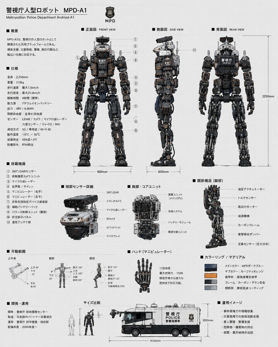 Infographic / Edu Visual - Police Robot Blueprint — output 1