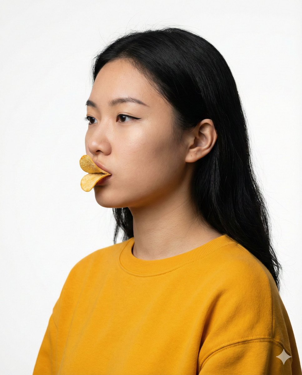 Social Media Post - Conceptual Beauty Portrait: Pringles Duck Lips — output 1