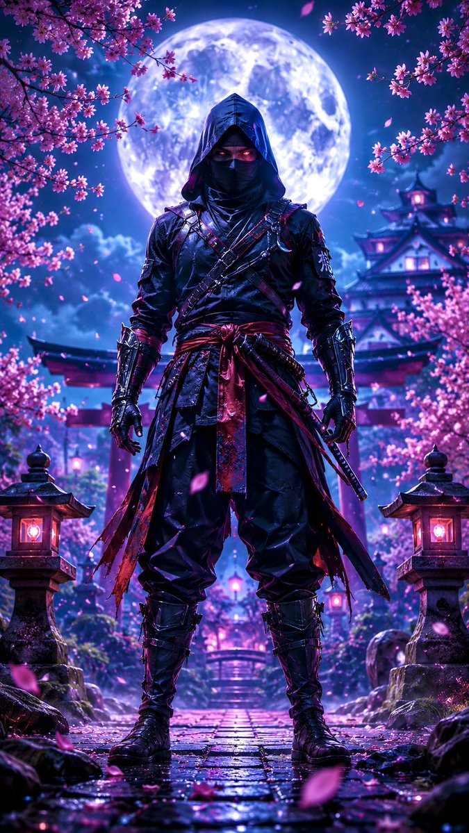 Game Asset - Ninja in Cherry Blossom Garden — output 1