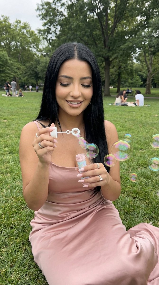 Social Media Post - Photoreal Lifestyle Portrait in Bubble Park Prompt — output 1