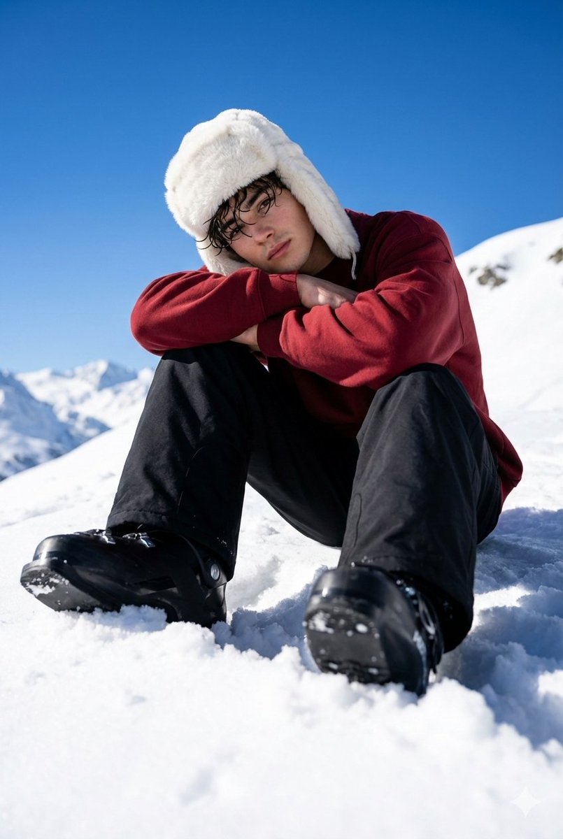 Alpine Snow Portrait with Trapper Hat — output 1