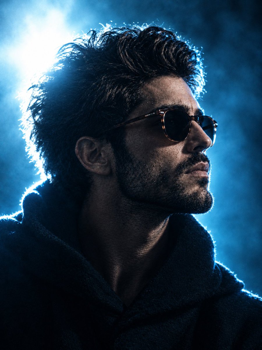 Profile / Avatar - GPT Image 2 Cyan Backlit Portrait Prompt — output 1