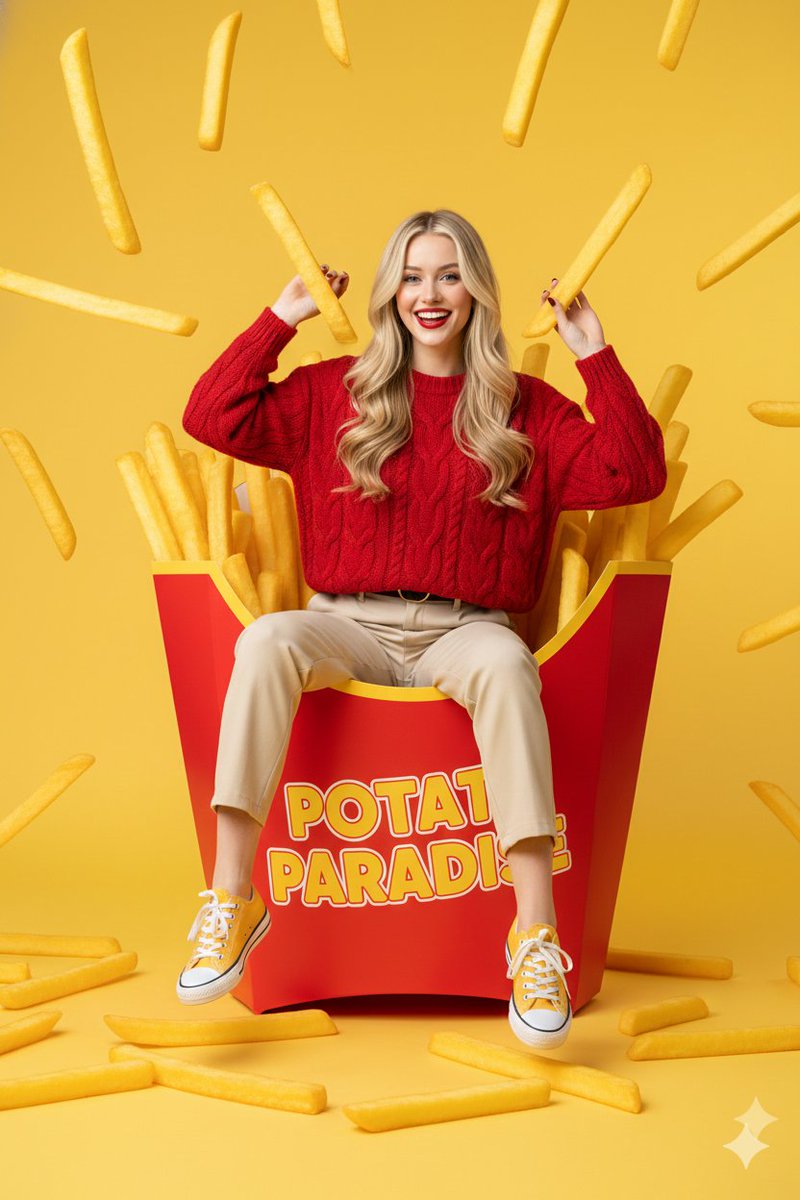 Surreal Commercial Photography: Woman in Giant French Fry Carton — output 1