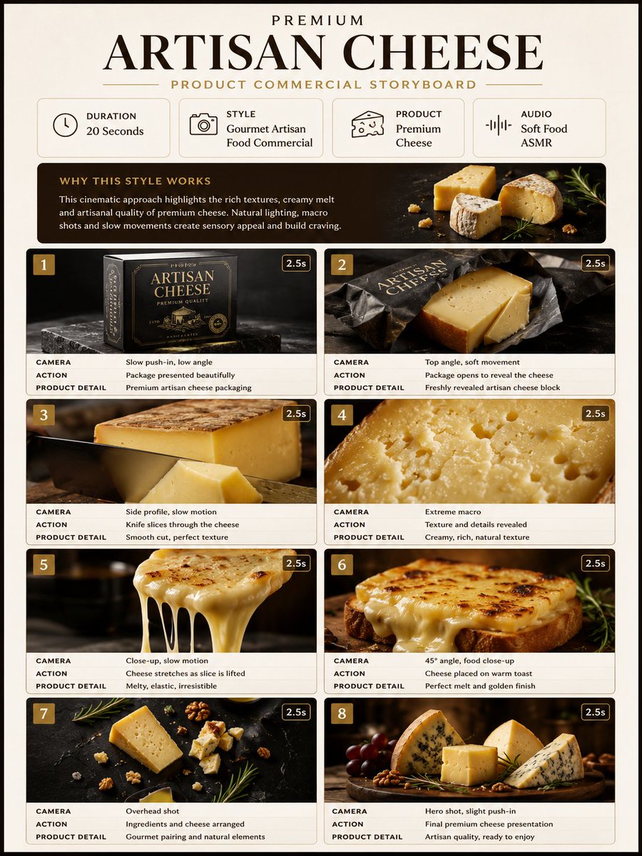 Comic / Storyboard - Artisan Cheese Commercial Storyboard — output 1