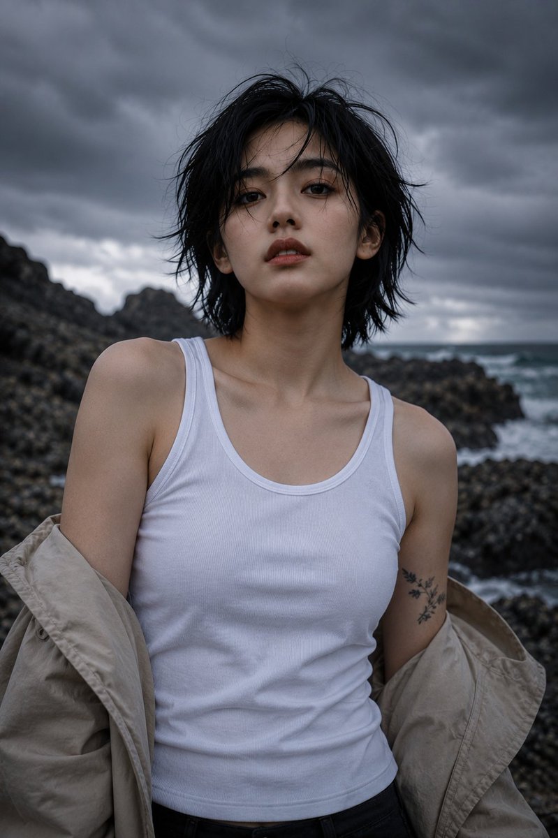 Product Marketing - Volcanic Coastline Fashion Portrait — output 1
