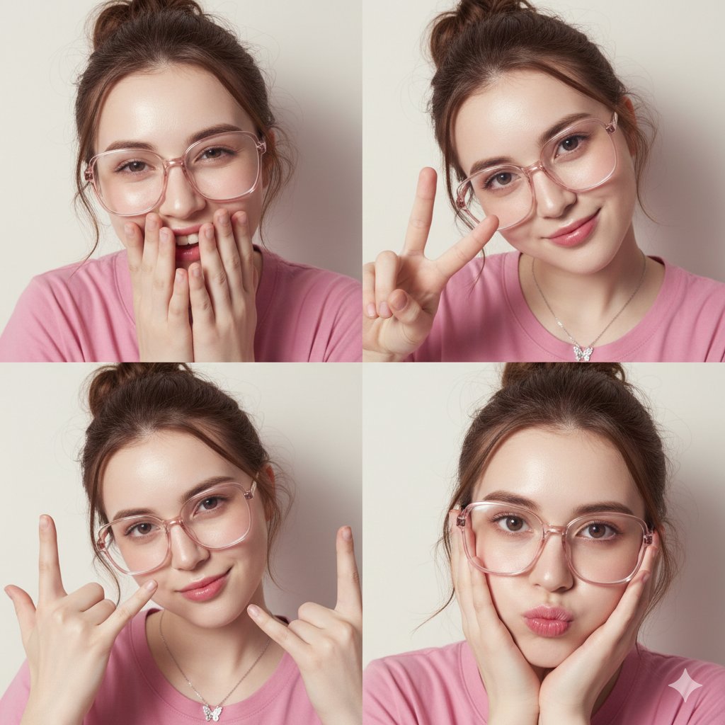 4-Panel Collage Portrait with Flash Lighting — output 1