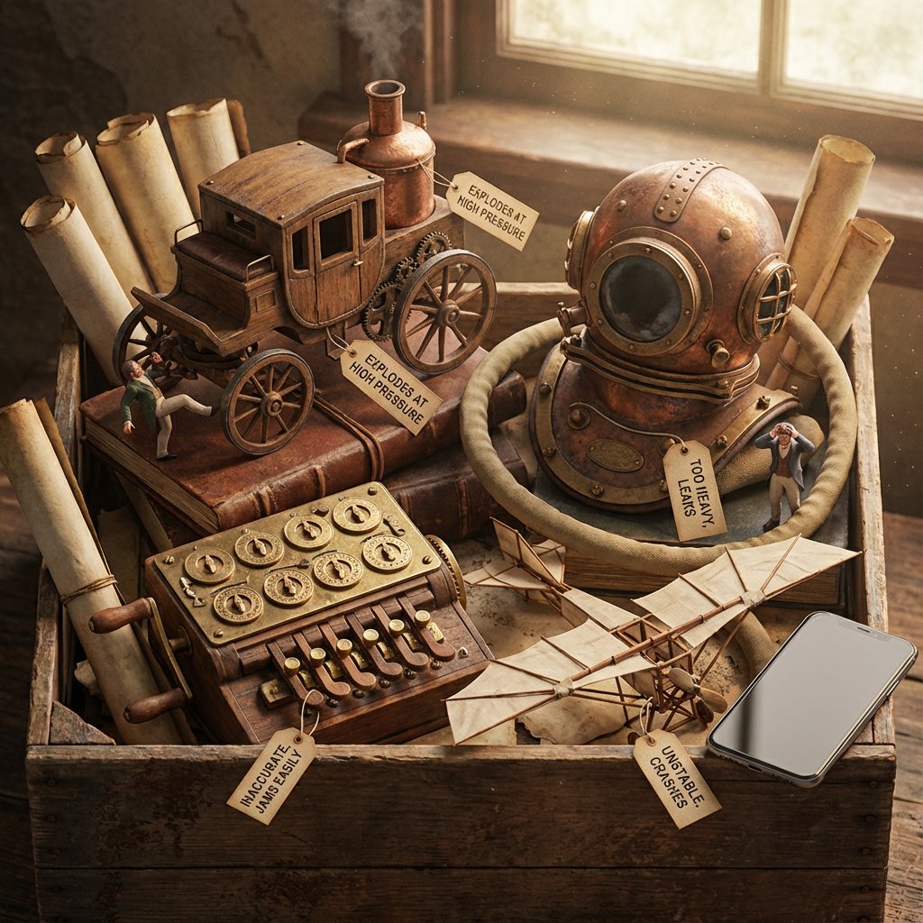 Infographic / Edu Visual - Historical Archivist Prompt for Flawed Inventions — output 1