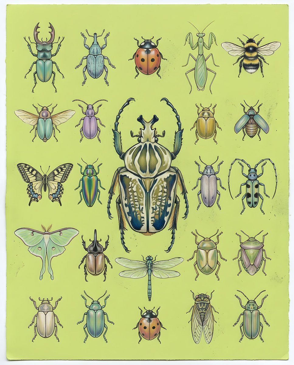 Infographic / Edu Visual - Pastel Chalk Insect Knolling — output 1