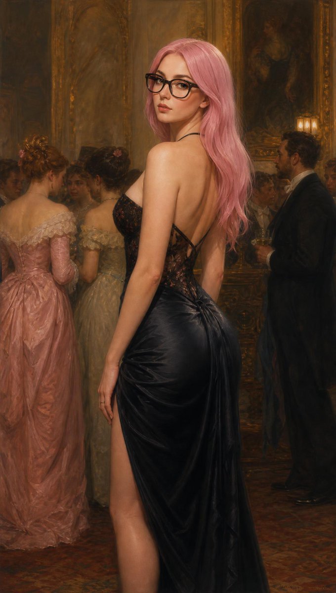 Profile / Avatar - Pink-Haired Woman in Black Gown — output 1