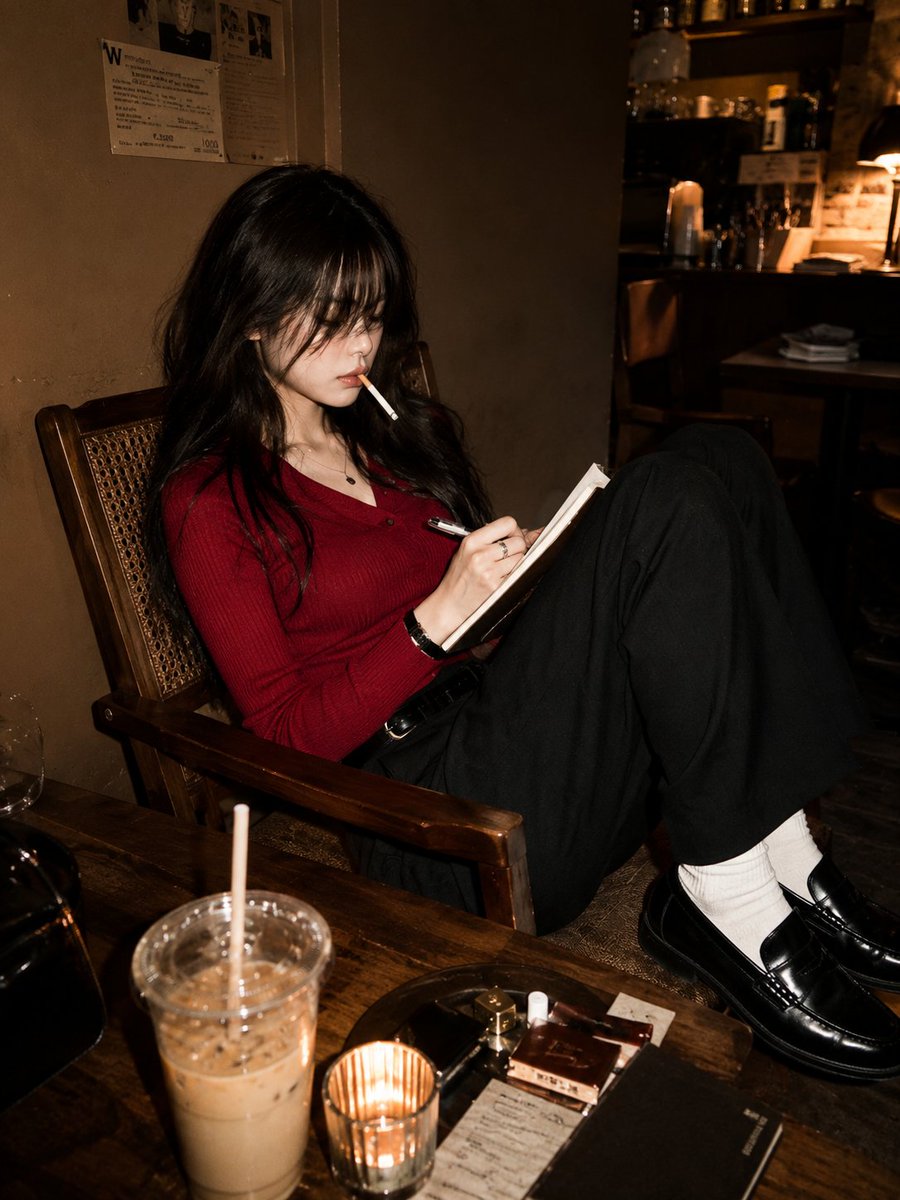 Social Media Post - Japanese Woman Luxury Café Editorial — output 1
