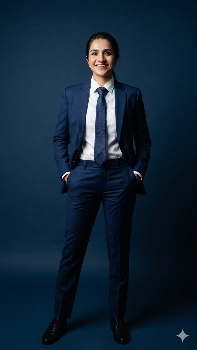 Profile / Avatar - Business Woman in Navy Suit Portrait — output 1
