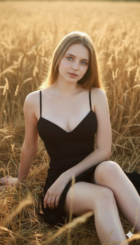 Three Variations of a Blonde Woman in Black Clothing — output 1