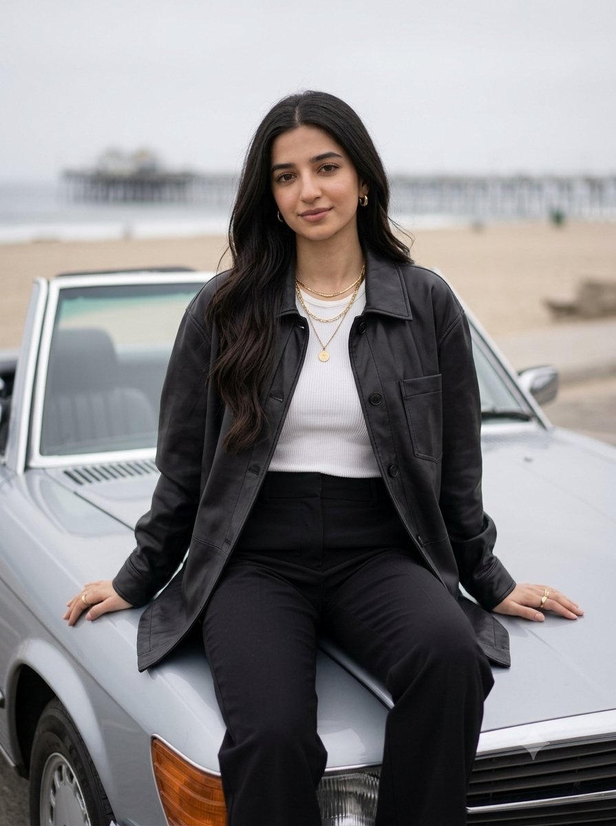 Social Media Post - Vintage Car Fashion Editorial — output 1