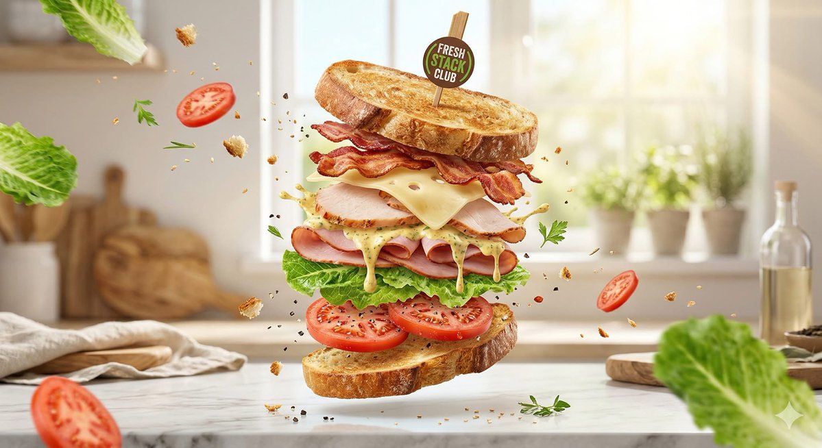 E-commerce Main Image - Exploded Tilt View Sandwich Product Photography — output 1