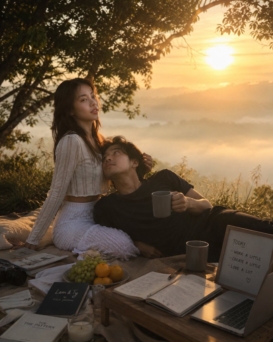 Social Media Post - Backlit Sunrise Couple Picnic — output 1