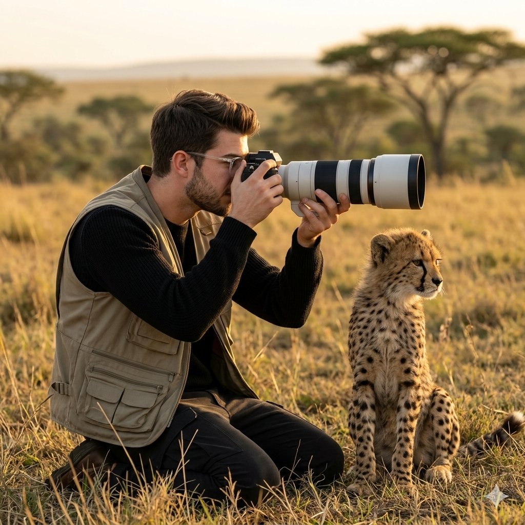 Comic / Storyboard - Wildlife Photographer with Cheetah Cub — output 1