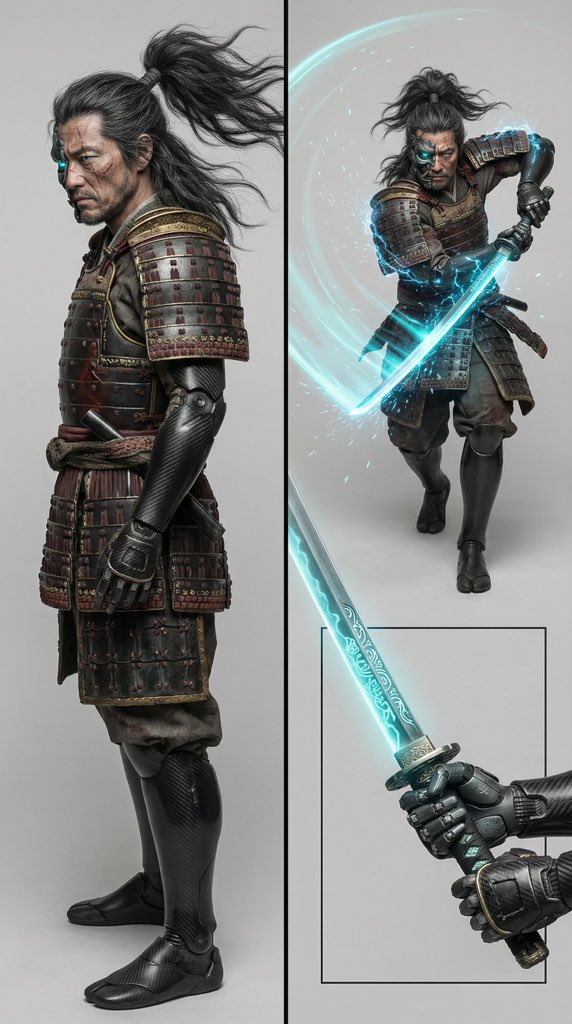 Game Asset - Character Design Prompt for Futuristic Samurai Warrior — output 1