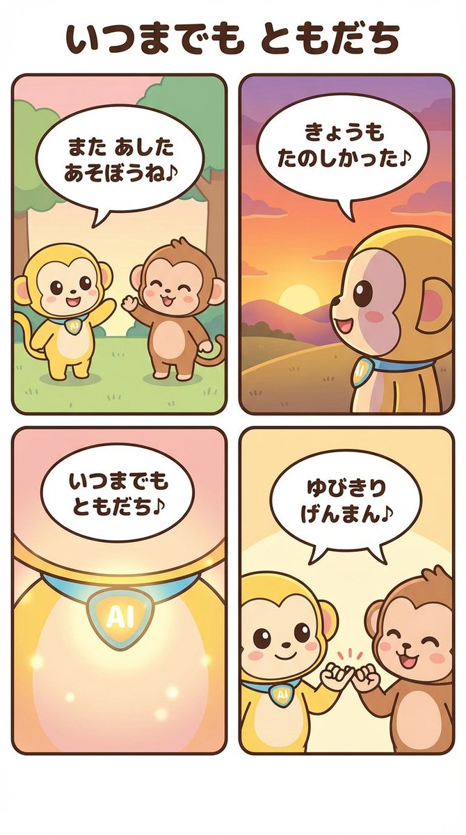 Generating a 4-Panel Comic Strip: 'Friends Forever' — output 1