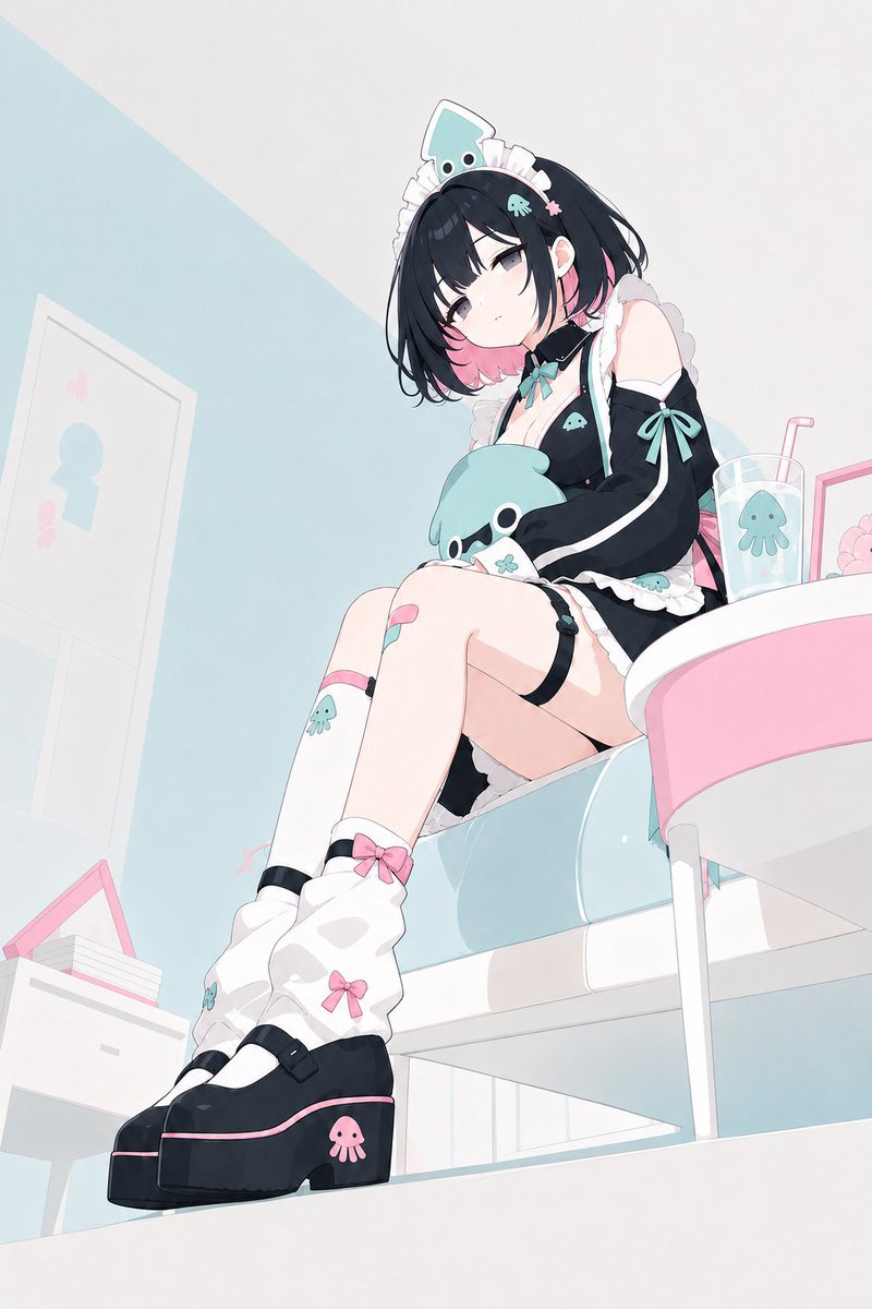 Profile / Avatar - Pastel Squid Maid Bedroom Illustration — output 1
