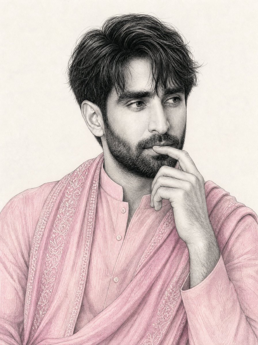 Profile / Avatar - South Asian Man Graphite Drawing — output 1