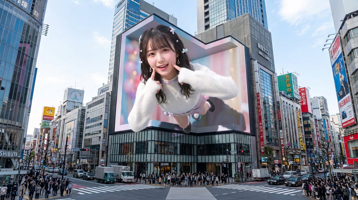 Nano Banana Pro 3D Digital Signage Prompt (Shinjuku) — output 1
