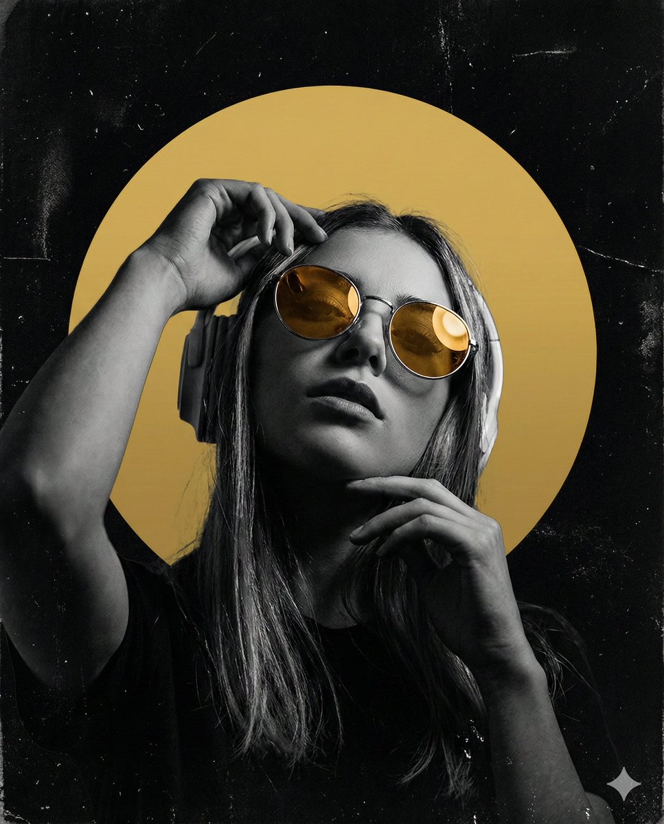 Dark, High-Contrast Poster Design Prompt with Amber Lenses — output 1
